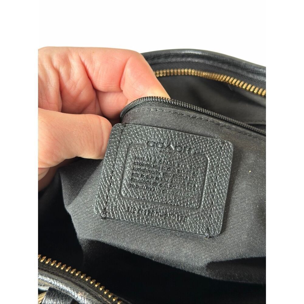 Coach Satchel Purse Bag Pebbled Leather Black - Picture 12 of 12